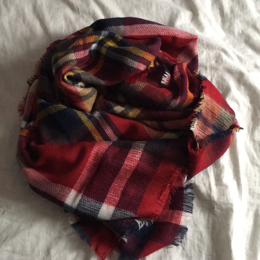 Plaid blanket scarf